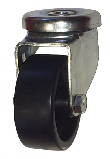 (image for) Caster; Swivel; 5" x 1-1/4"; Phenolic; Hollow Kingpin (1/2" bolt hole); Zinc; Plain bore; 350#; Dust Cover (Mtl) (Item #63542)