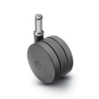 Caster; Twin; Swivel; 3" (75mm); Thermoplastized Rubber (Black); Grip Ring; 7/16"x1-7/16"; Black; Rivet; 165# (Item #68419)