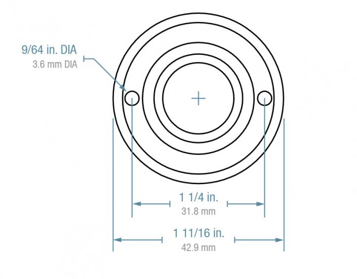 (image for) Ball Transfer; Low Profile; 5/8" Steel ball; Flange (1-11/16" diameter; two 1/8" holes: 1-1/4" apart); Carbon Steel flange; 20#; 3/8" profile (Item #88815)