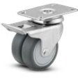 Caster; Dual Wheel; Swivel; 3"x2"; TPR Rubber (Gray); HK Plate (2-1/2"x3-5/8": holes: 1-3/4x2-13/16 slots to 3-1/16; 5/16 bolt); Zinc; Prec BB; Total Pedal Lock (Item #67053)