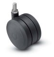 Caster; Twin; Swivel; 5" (125mm); Thermoplastized Rubber (Black); Threaded Stem; 1/2"-13TPI x 1"; Black; Rivet; 225# (Item #68395)