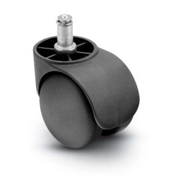 Caster; Twin; Swivel; 2-3/16" (55mm); Nylon; Grip Ring; 7/16"x7/8"; Black; 75#; Barile 1-3/4"; Hood (Item #69284)