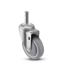 Caster; Swivel; 6" x 1-1/4"; Thermoplastized Rubber (Gray); Grip Ring (7/16" x 1-1/4"); Zinc; Ball Brng; 300#; Dust Cover (Mtl) (Item #65214)