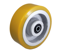 Wheel; 8" x 2"; PolyU (1/2"; 95A) on Cast; Prec Ball Brngs; 1/2" Bore; 2-7/16" Hub Length; 2000#; 3-year Warranty (Item #88849)