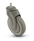 Caster; Swivel; 5" x 1-1/4"; Thermoplastized Rubber (Gray); Threaded Stem (1/2"-13TPI x 1") Nylon (Gray); Precision Ball Brng; 325#; Thread guards (Item #65919)