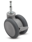 Caster; Twin Wheel; Swivel; 65mm; Thermoplastized Rubber (Gray); Grip Neck (5/16x1-1/2); Gray; Riveted Axle; 110#; Wheel Brake (Item #66695) (image for) Caster; Twin Wheel; Swivel; 65mm; Thermoplastized Rubber (Gray); Grip Neck (5/16x1-1/2); Gray; Riveted Axle; 110#; Wheel Brake (Item #66695)