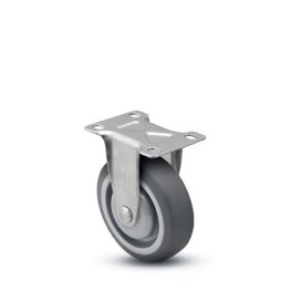 Caster; Rigid; 5"x1-1/4"; TPR (Gray); Plate (2-5/8"x3-3/4"; holes: 1-3/4"x2-3/4" slots to 3"; 5/16" bolt); Zinc; Ball Brng; 280#; Bearing Cover (Item #67226)