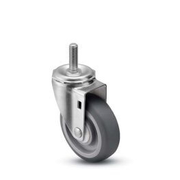 Caster; Swivel; 3" x 1-1/4"; PolyU on PolyO (Gray); Threaded Stem (5/8"-11TPI x 1-3/4"); Stainless; Plain bore; 250# (Item #62976)