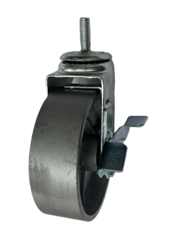 Caster; Swivel; 5" x 2"; Cast Iron; Threaded Stem (3/4"-10TPI x 2-1/4" fully threaded); Zinc; Roller Brng; 1000#; Brake (Item #63875)