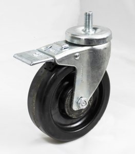 Caster; Swivel; 3" x 1-1/4"; Conductive Rubber (Dark); Threaded Stem (1/2"-13TPI x 1"); Zinc; Ball Brng; 250#; Total Lock (Trailing) (Item #64117)