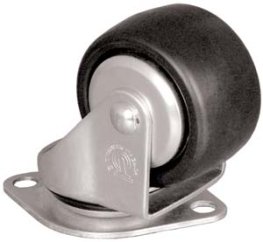 Caster; Swivel; 3x1-13/16; Polyolefin; Plate (3-1/32x4-3/8: Diamond shape; two holes: 3-1/2 apart; 7/16 bolt); Zinc; Prec Ball Brng; 500#; Inverted Loading (Item #67312)