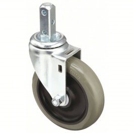 Caster; Swivel; 5" x 1-1/4"; PolyU on PolyO (Gr/Bg); Square Stem (7/8" x 2"; three 1/4" holes at 1/4"; 1"; 1-3/4"); Zinc; Delrin Spanner; 300# (Item #66412)