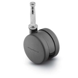 Caster; Twin; Swivel; 2-3/8 (60mm); Nylon; Grip Neck; 5/16x1-1/2; Black; Zinc Body Brng; 100# (Item #69423)