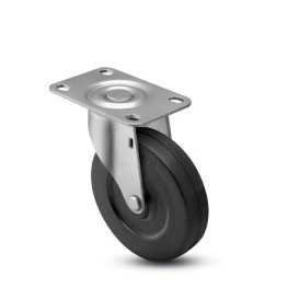 Caster; Swivel; 2-1/2 x 13/16; Rubber; Soft; Top Plate; 1-3/16x2; hole spacing: 13/16x1-9/16; 3/16 bolt; Zinc; Steel Spanner Brng; 80# Weight Cap (Item #69981)