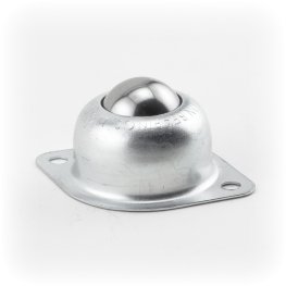Ball Transfer; 1" carbon steel ball and Housing; Flange (2"x2-3/4"; 2-hole spacing: 2-3/16"; 3/16" bolt); 75#; 1-3/16" height (Item #89362)