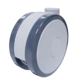 Caster; Twin Wheel; Swivel; 100mm; Polyurethane; Grip Ring (7/16" x 1-1/2"); Gray; Riveted Axle; 225# (Item #64168)