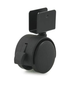 Caster; Twin Wheel; Swivel; 50mm; Nylon; U Bracket (5/8" ID); 1-5/16" High x 1-1/2" Long; Black; Steel Axle; 85#; Hood; Brake (Screw included) (Item #66435) Caster; Twin Wheel; Swivel; 50mm; Nylon; U Bracket (5/8" ID); 1-5/16" High x 1-1/2" Long; Black; Steel Axle; 85#; Hood; Brake (Screw included) (Item #66435)