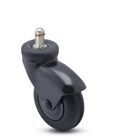 Caster; Swivel; 3"x15/16"; Rubber (Soft); Grip Ring (7/16"x7/8"); Black; Precision Ball Brng; 110#; Hood; Thread guards (Item #67448)