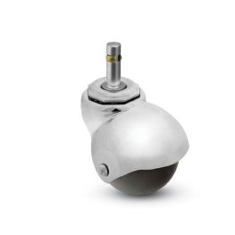 Caster; Spher; Swivel; 2"; Polyolefin; Grip Ring; 7/16"x1-7/16"; Bright Chrome; Plain bore; 80# (Item #69087)