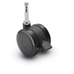 Caster; Twin; Swivel; 2-3/8 (60mm); Polyurethane; Grip Neck; 5/16x1-1/2; Black; Rivet; 100#; Pedal Lock; Wheel (Item #68709)