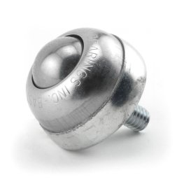 Ball Transfer; 1"; Carbon Steel ball; Threaded Stud; 3/8"-16TPI x 11/16"; Zinc-plated steel housing and stud; 75#; 1-3/8" load height (Item #89349)