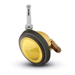 Caster; Ball; Swivel; 3"; Rubber; Hard; Grip Neck; 5/16"x1-1/2"; Brass; Acetyl/ Resin Brng; 100#; Pedal Lock; Wheel (Item #69572)