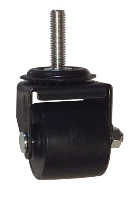 Caster; Swivel; 2" x 1-13/16"; Polyolefin; Threaded Stem (3/8"-16TPI x 1-1/2"); Black Rig; Plain bore; 300# (Item #65734)