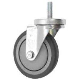 Caster; Swivel; 4" x 1-1/4"; PolyU on PolyO (Gray); Threaded Stem (3/8"-16TPI x 1-1/2"); Zinc; Precision Ball Brng; 300#; Dust Cover (Mtl) (Item #65245)