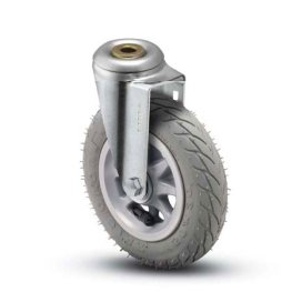 Caster; Swivel; 6" x 1-1/4"; Flat Free (Grey); Hollow Kingpin (1/2" bolt hole); Zinc; Ball Brng; 150# (Item #66178)