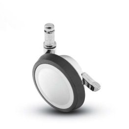 Caster; Ball; Swivel; 3"; Rubber; Hard; Grip Ring; 3/8"x1"; Chrome; Reg or Bright; Acetyl/ Resin Brng; 100#; Pedal Lock; Wheel (Item #69590)