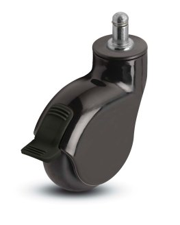Caster; Swivel; 3" x 1"; TPR Black; Grip Ring; 7/16"x7/8"; Black Nylon; Concealed Axle; Prec Ball Brng; 110#; Raceway Seal; Thread guards; Wheel Brake (Item #65575)