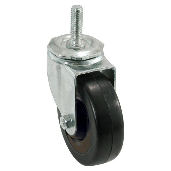 (image for) Caster; Swivel; 6" x 2"; Phenolic; Threaded Stem (1/2"-13TPI x 1-1/2"); Zinc; Delrin Spanner; 375# (Item #66175)