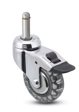 Caster; Swivel; 3" x 15/16"; Polyurethane (Clear); Grip Ring (7/16" x 7/8"); Chrome; Precision Ball Brng; 120#; Total Lock Brake: Thread Guards (Item #65742)