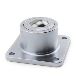 Ball Transfer; 1-3/16" Ball; Carbon Steel ball and housing; Flange: 3"x3"; holes: 2-7/16"x2-7/16"; 1/4" bolt; 750#; 2" load height; Steel Support Cup (Item #87210)