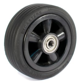Wheel; 6" x 2"; Rubber on Nylon; Ball Brng; 1/2" Bore; 2-1/4" Hub Length; 350#; Centered Hub (Item #87453)