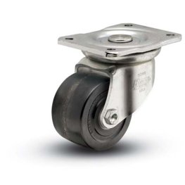 Caster; Swivel; 2-1/2" x 1-3/4"; Polyolefin; Top Plate (2-3/8"x3-5/8"; holes: 1-3/4"x2-7/8" slotted to 3"; 5/16" bolt); Zinc; Roller Brng; 350# (Item #69271)