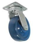 Caster; Swivel; 5" x 2"; Solid Polyurethane; Plate (4"x4-1/2"; holes: 2-5/8"x3-5/8" slots to 3"x3"; 3/8" bolt); Zinc; Roller Brng; 1000#; Kinginless (Item #64044)