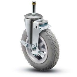 Caster; Swivel; 6" x 1-1/4"; Flat Free (No Air!) (Grey); Grip Ring (7/16" x 1-7/16"); Zinc; Ball Brng; 150#; Tread brake (Item #66476)