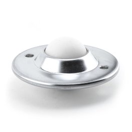 Ball Transfer; Low Profile; 1-1/2" Nylon ball; Flange (3-11/16" diameter: two 1/4" holes: 2-3/4" apart); Steel housing; 200#; 1-1/8" inch profile (Item #88818)