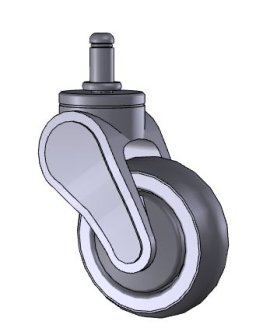 Caster; Swivel; 3" x 1"; Thermoplastized Rubber (Gray); Grip Ring (7/16" x 7/8"); Nylon (Gray); Prec Ball Brng; 140#; Thread guards (Item #64293)