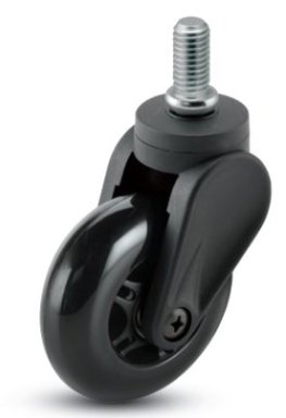 Caster; Swivel; 3" x 15/16"; Black Polyurethane (Donut); Grip Ring (7/16" x 7/8"); Black Yoke; Precision Ball Brng; 120# (Item #65027)