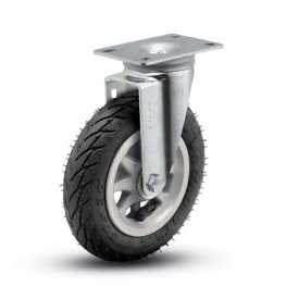 Caster; Swivel; 6"x1-1/4"; Flat Free (Black); Plate (2-5/8"x3-3/4"; holes: 1-3/4"x2-3/4" slotted to 3"; 5/16" bolt); Zinc; Ball Brng; 150# (Item #67096)