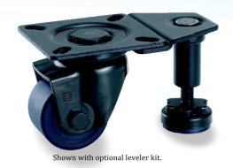 Caster; Swiv; 2"x1-5/16"; Nylon; Plate; 3-1/4"x3-1/4";holes: 2-3/16x2-3/16 (slots to 2-9/16x2-9/16); 3/8 bolt; Black; Ball Brng; 700# (Caster Only - No Leveler) (Item #68273)