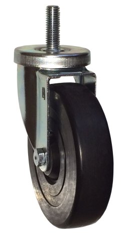 Caster; Swivel; 3" x 1-1/4"; Rubber (Hard); Threaded Stem (3/4"-10TPI x 1-3/4"); Zinc; Nylon Brng; 250#; Dust Cover (Mtl) (Item #65461)