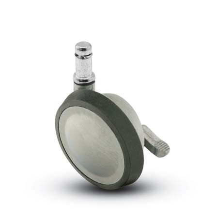 Caster; Ball; Swivel; 3"; Rubber; Hard; Grip Ring; 7/16"x7/8"; Chrome; Satin or Brushed; Acetyl/ Resin Brng; 100#; Pedal Lock; Wheel (Item #69578)