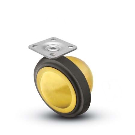 Caster; Ball; Swivel; 3"; Rubber; Hard; Top Plate; 1-1/2"x1-1/2"; hole spacing: 1"x1"; 3/16 bolt; Brass; Acetyl/ Resin Brng; 100# (Item #69647) Caster; Ball; Swivel; 3"; Rubber; Hard; Top Plate; 1-1/2"x1-1/2"; hole spacing: 1"x1"; 3/16 bolt; Brass; Acetyl/ Resin Brng; 100# (Item #69647)