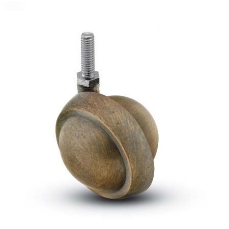 Caster; Ball; Swivel; 2-1/2"; Metal/ Zinc; Threaded Stem; 5/16"-18TPI x 1-1/4"; Antique; Acetyl/ Resin Brng; 100# (Item #68321)