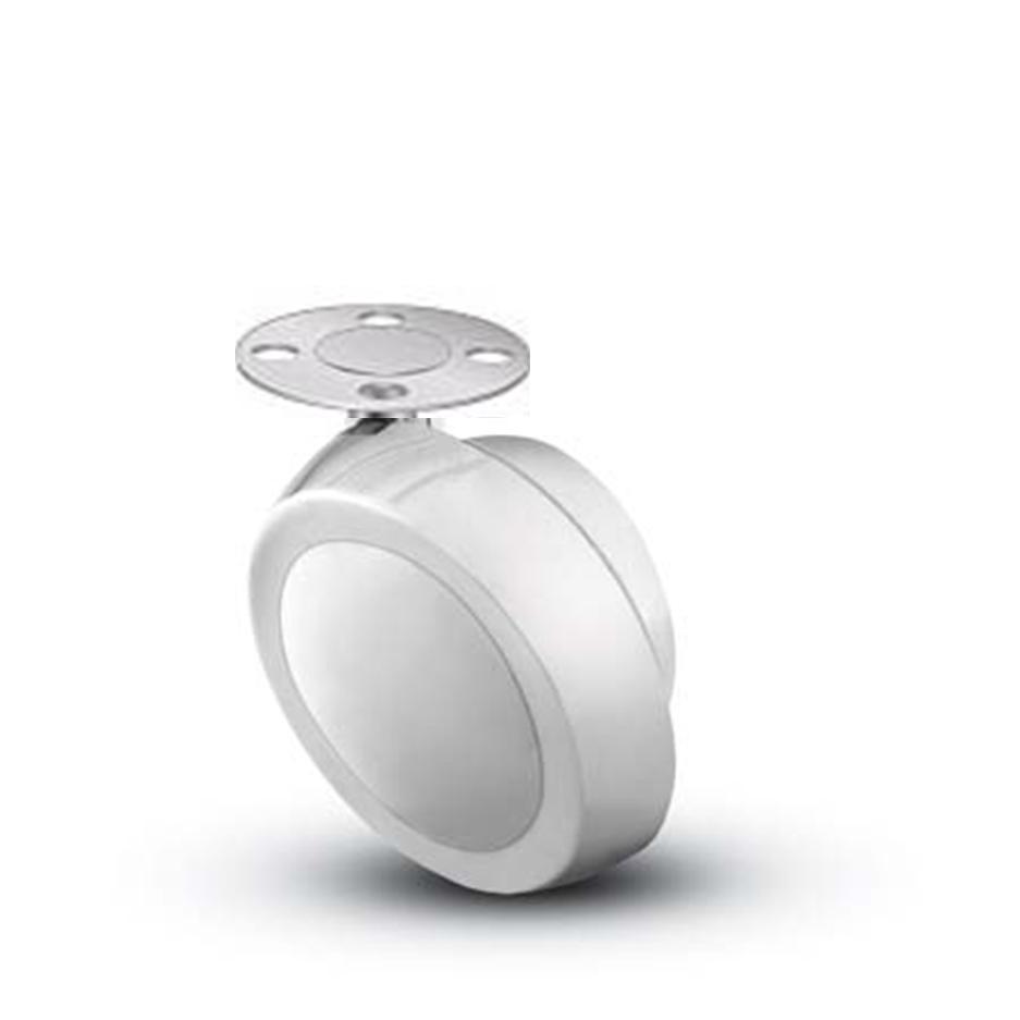 Caster; Ball; Swivel; 1-1/2; Metal/ Zinc; Plate (1-1/16 Round; holes 3/4" x 3/4"; 1/8 bolt); Bright Chrome; 40# (11/18: DISCONTINUED. LIMITED QTY REMAINING) (Item #68535)