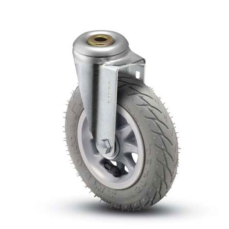 Caster; Swivel; 6" x 1-1/4"; Flat Free (Grey); Hollow Kingpin (1/2" bolt hole); Zinc; Ball Brng; 150# (Item #66178)