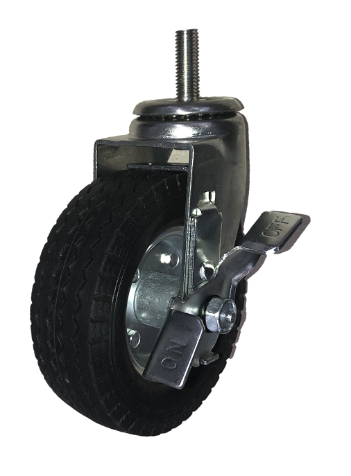 Caster; Swivel; 6" x 2"; Flat Free (Black); Threaded Stem (1/2-13TPI x 1-1/2); Zinc; Ball Brng; 150#; Tread brake; Temp Sensitive (See premium model 65421) (Item #66825) Caster; Swivel; 6" x 2"; Flat Free (Black); Threaded Stem (1/2-13TPI x 1-1/2); Zinc; Ball Brng; 150#; Tread brake; Temp Sensitive (See premium model 65421) (Item #66825)